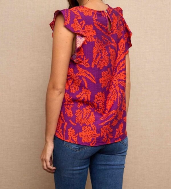 Blusa estampada escote V - Imagen 3